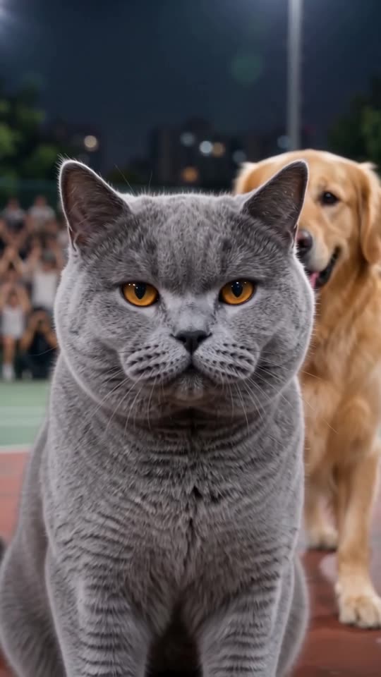 El gato se acerca a la cámara con una mirada de desgano