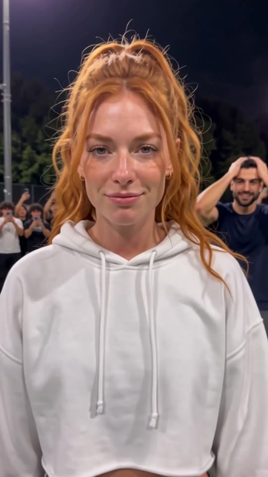 La mujer pone los ojos en blanco y se encoge de hombros ante la cámara